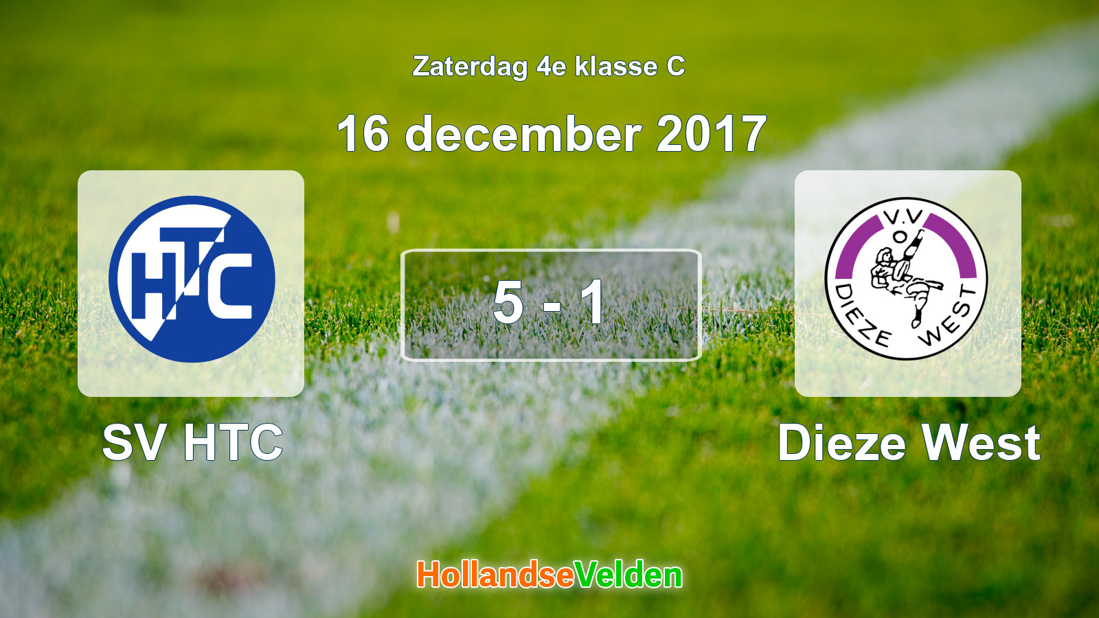 Gespeelde wedstrijd: SV HTC - Dieze West 5 - 1 (16 december 2017)