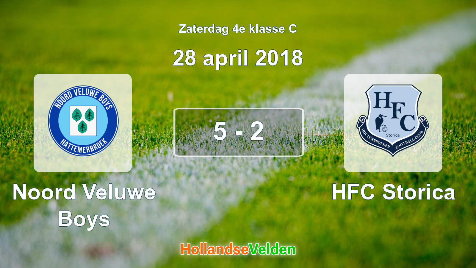 Gespeelde wedstrijd: Noord Veluwe Boys - HFC Storica 5 - 2 (28 april 2018)