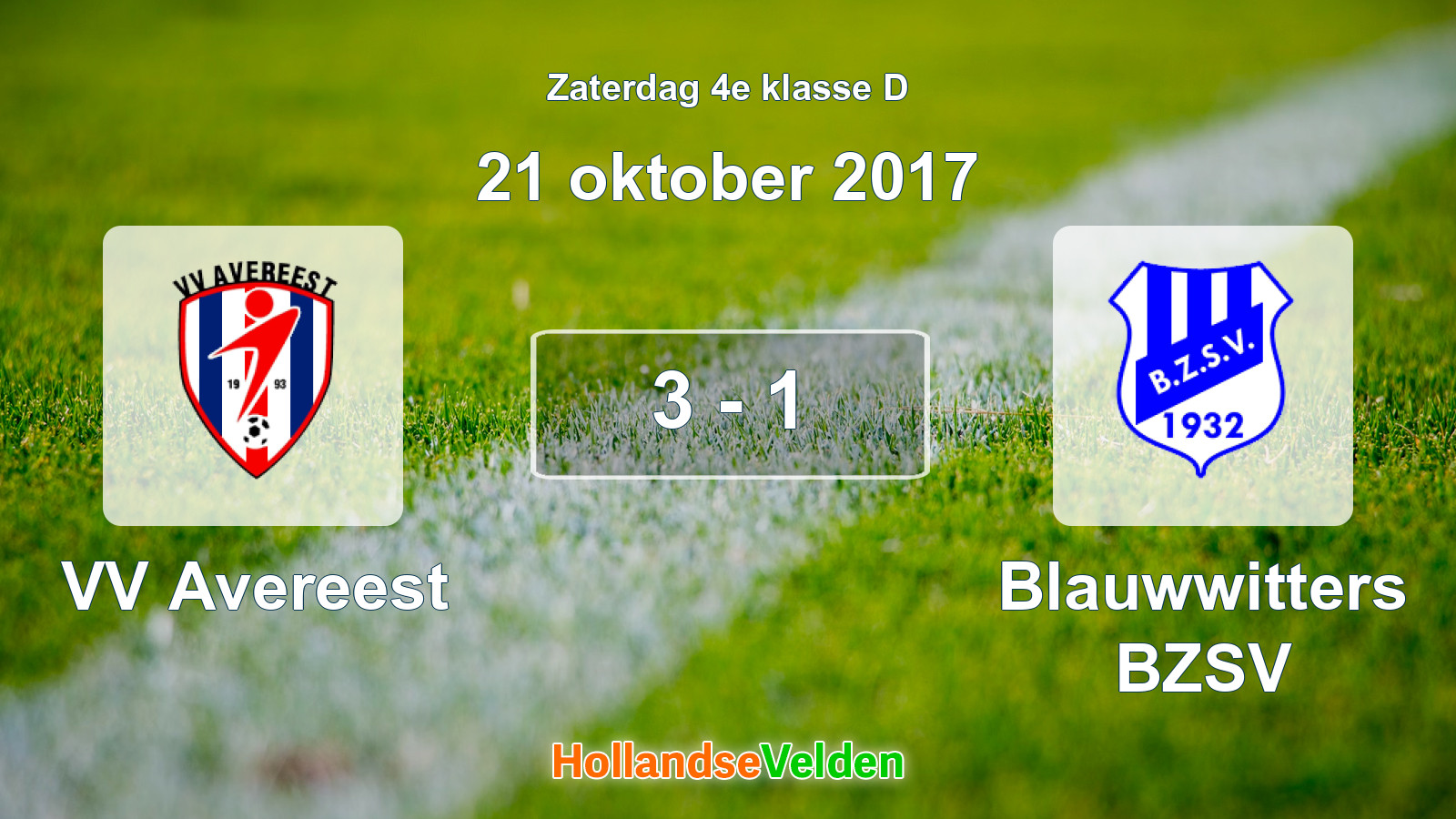 Gespeelde wedstrijd: VV Avereest - Blauwwitters BZSV 3 - 1 (21 oktober 2017)