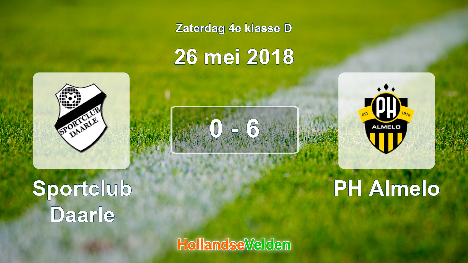 Gespeelde wedstrijd: Sportclub Daarle - PH Almelo 0 - 6 (26 mei 2018)
