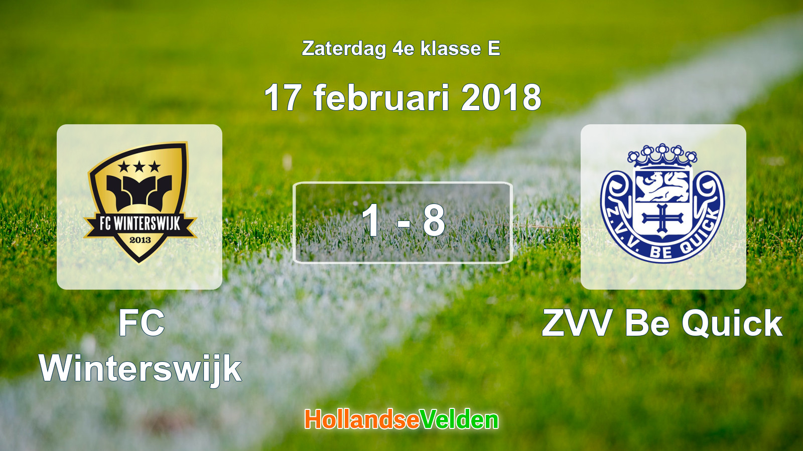 Gespeelde wedstrijd: FC Winterswijk - ZVV Be Quick 1 - 8 (17 februari 2018)