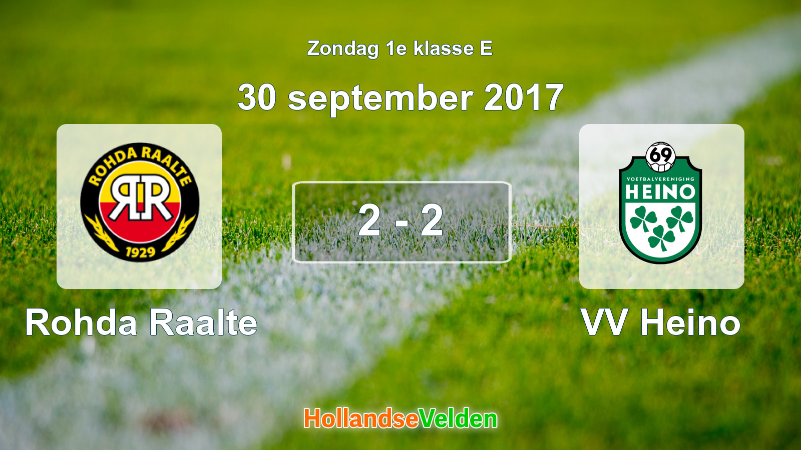 Gespeelde wedstrijd: Rohda Raalte - VV Heino 2 - 2 (30 september 2017)
