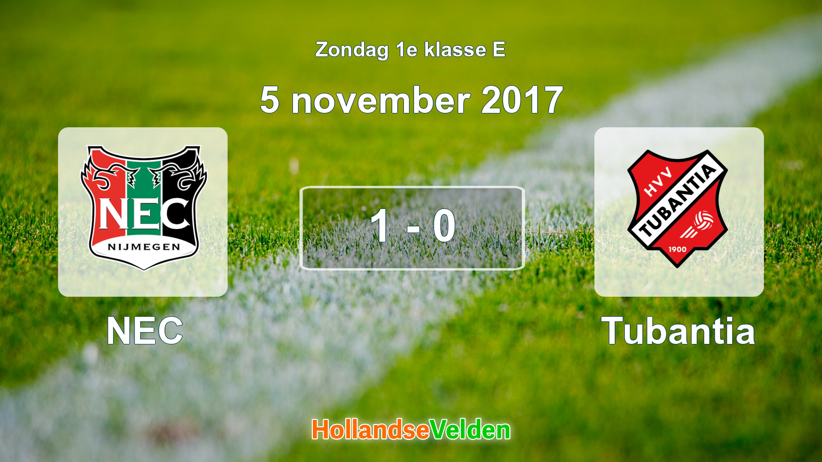 Gespeelde wedstrijd: NEC - Tubantia 1 - 0 (5 november 2017)
