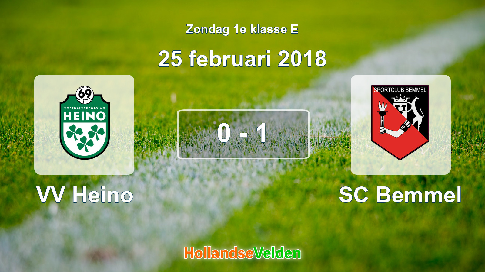 Gespeelde wedstrijd: VV Heino - SC Bemmel 0 - 1 (25 februari 2018)