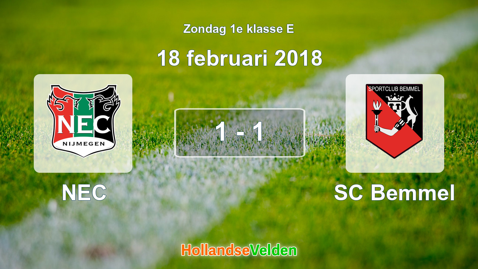 Gespeelde wedstrijd: NEC - SC Bemmel 1 - 1 (18 februari 2018)