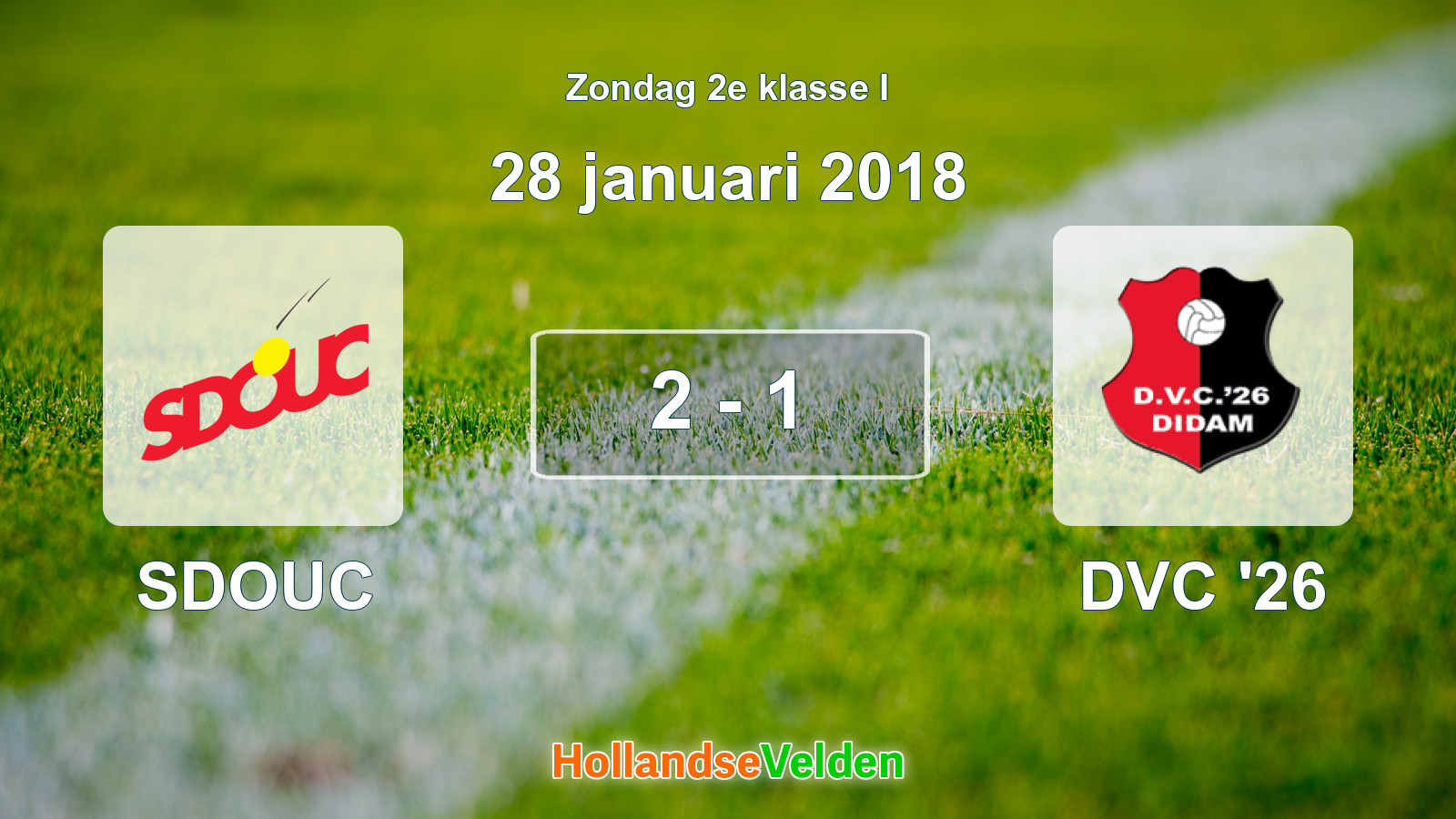 Gespeelde wedstrijd: SDOUC - DVC '26 2 - 1 (28 januari 2018)
