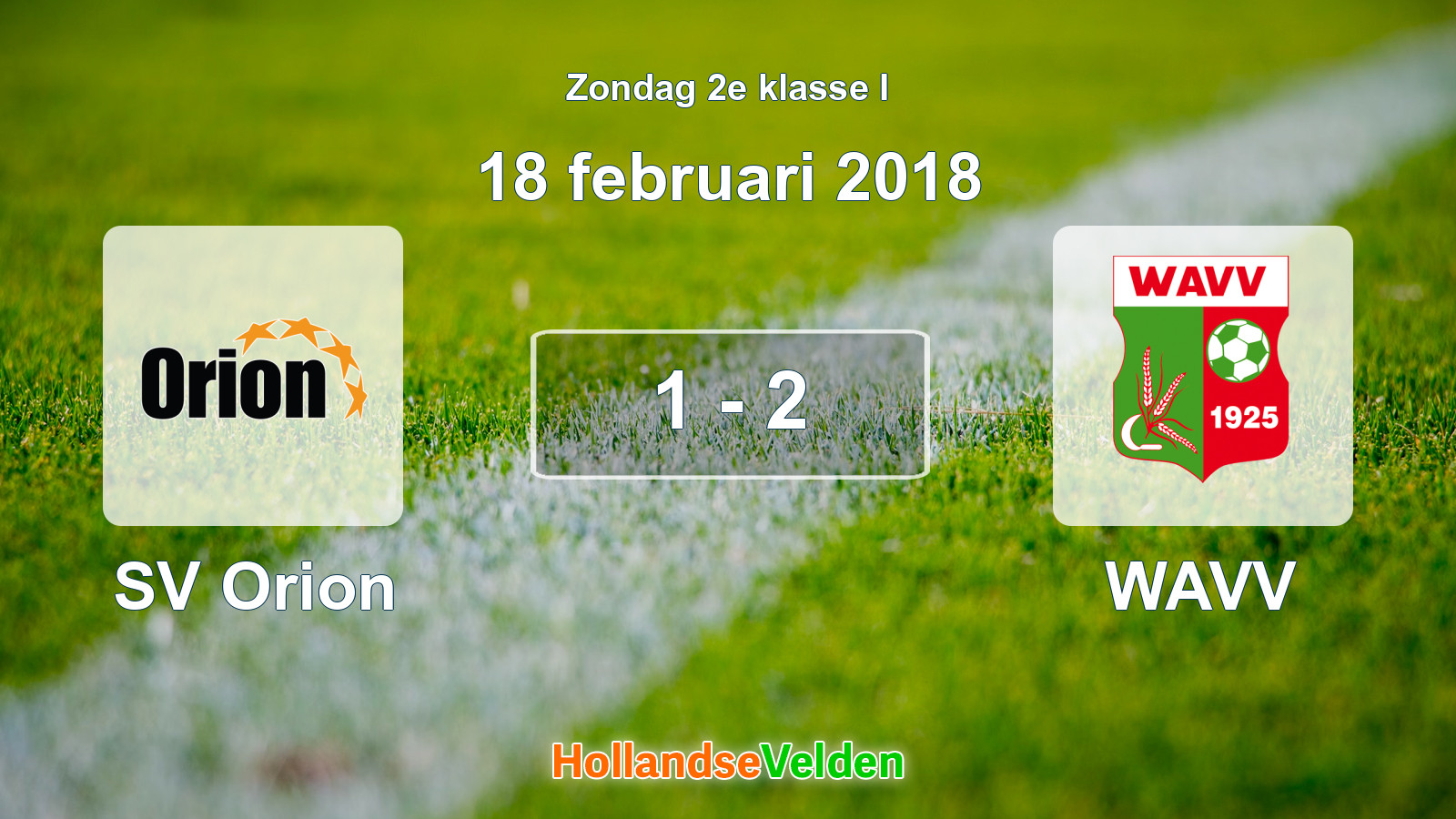 Gespeelde wedstrijd: SV Orion - WAVV 1 - 2 (18 februari 2018)