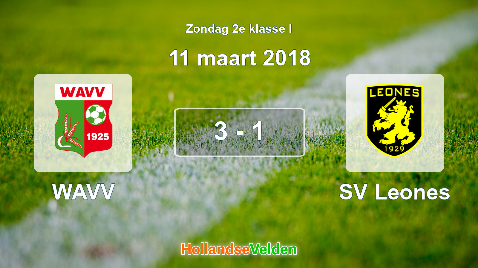 Gespeelde wedstrijd: WAVV - SV Leones 3 - 1 (11 maart 2018)