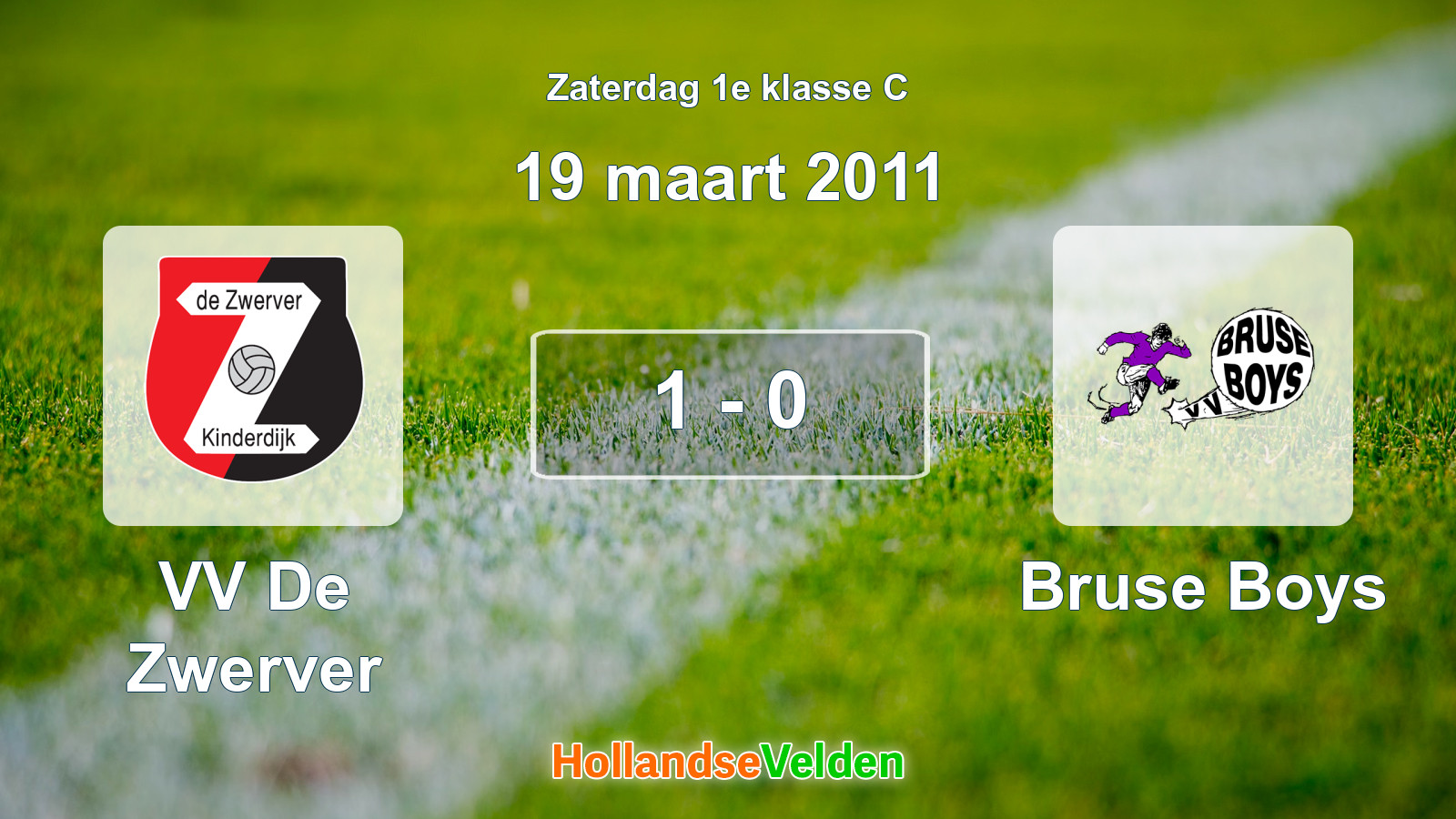 Gespeelde wedstrijd: VV De Zwerver - Bruse Boys 1 - 0 (19 maart 2011)