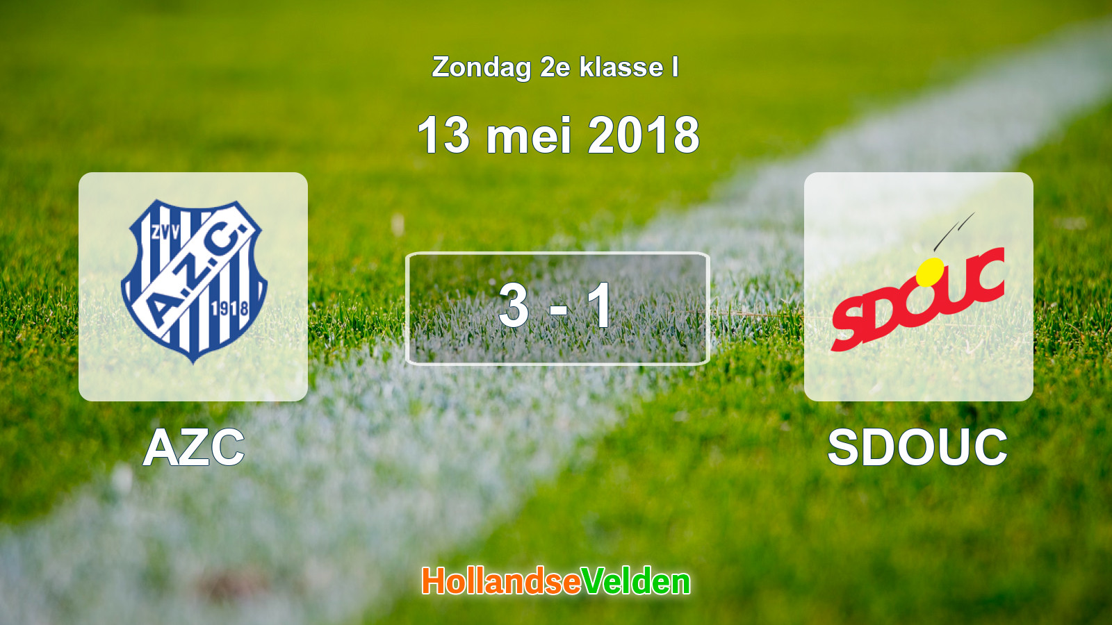 Gespeelde wedstrijd: AZC - SDOUC 3 - 1 (13 mei 2018)