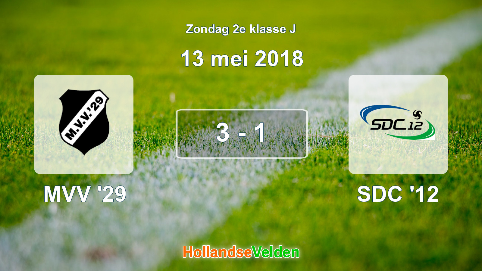 Gespeelde wedstrijd: MVV '29 - SDC '12 3 - 1 (13 mei 2018)