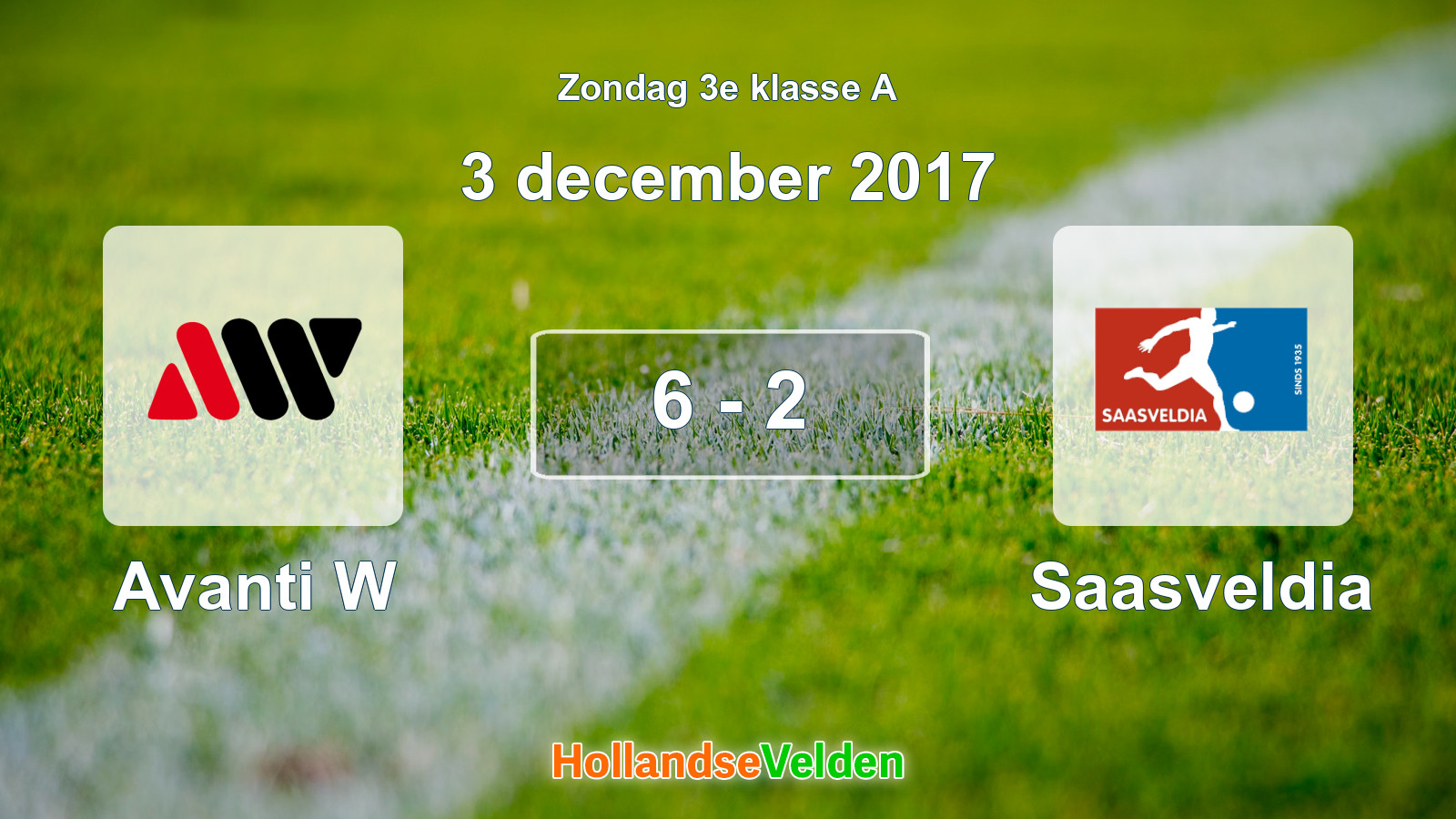 Gespeelde wedstrijd: Avanti W - Saasveldia 6 - 2 (3 december 2017)