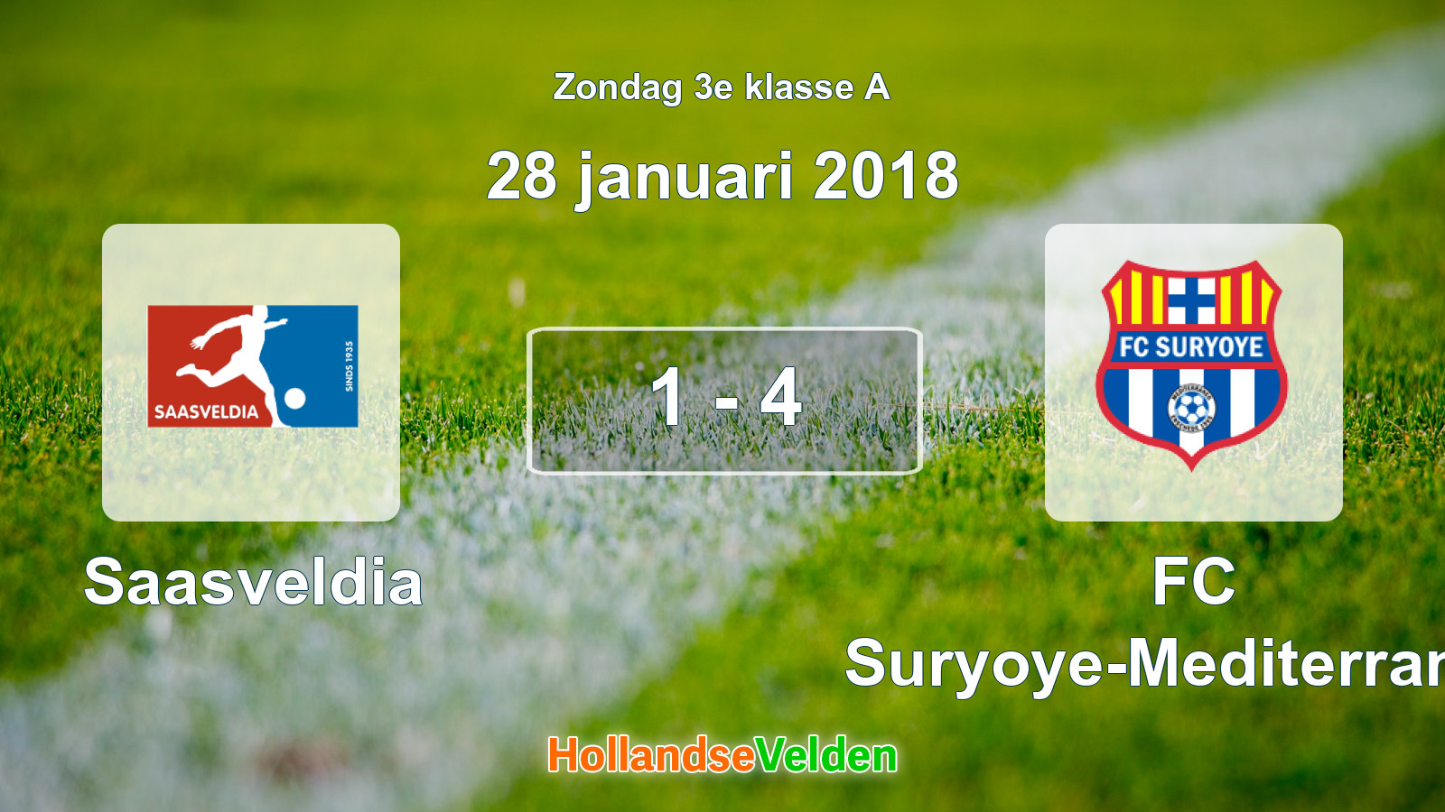 Gespeelde wedstrijd: Saasveldia - FC Suryoye-Mediterraneo 1 - 4 (28 januari 2018)