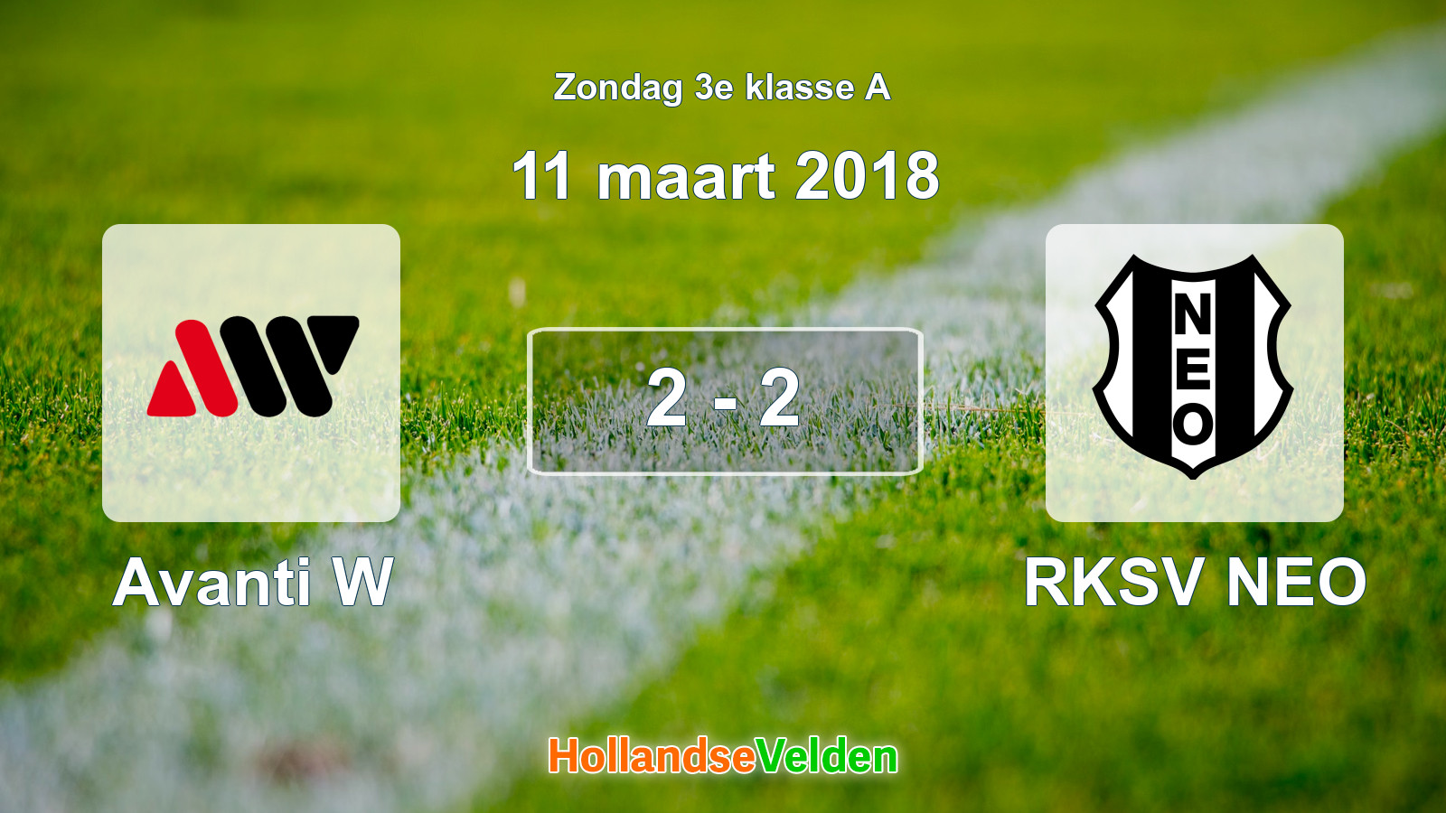Gespeelde wedstrijd: Avanti W - RKSV NEO 2 - 2 (11 maart 2018)