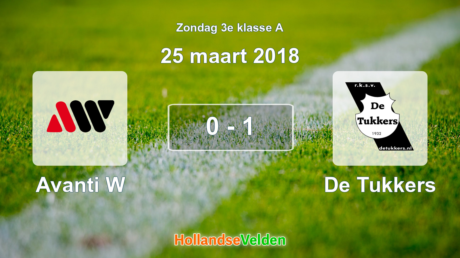 Gespeelde wedstrijd: Avanti W - De Tukkers 0 - 1 (25 maart 2018)