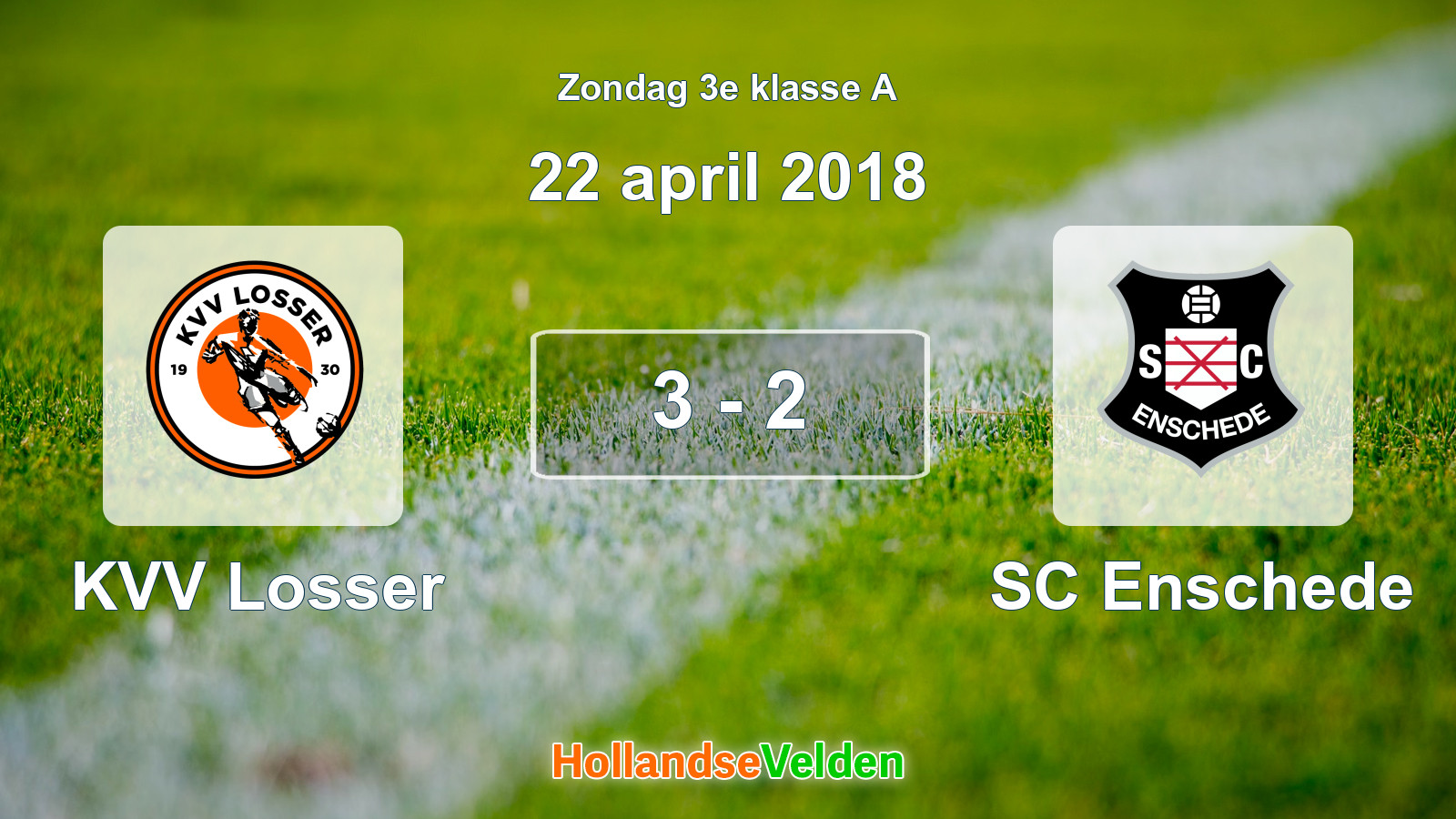 Gespeelde wedstrijd: KVV Losser - SC Enschede 3 - 2 (22 april 2018)