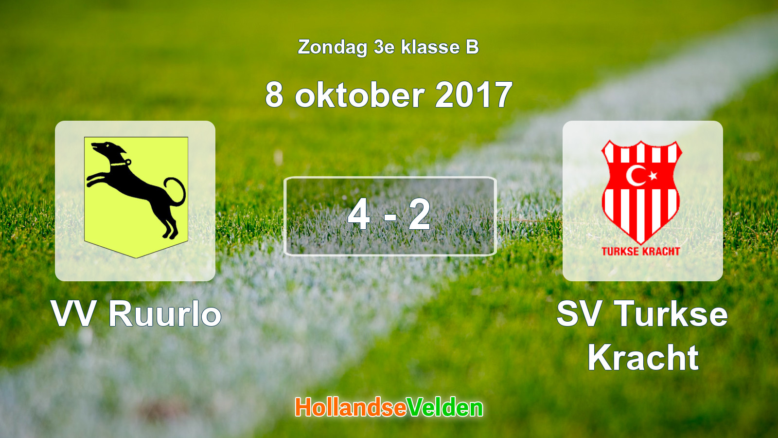 Gespeelde wedstrijd: VV Ruurlo - SV Turkse Kracht 4 - 2 (8 oktober 2017)