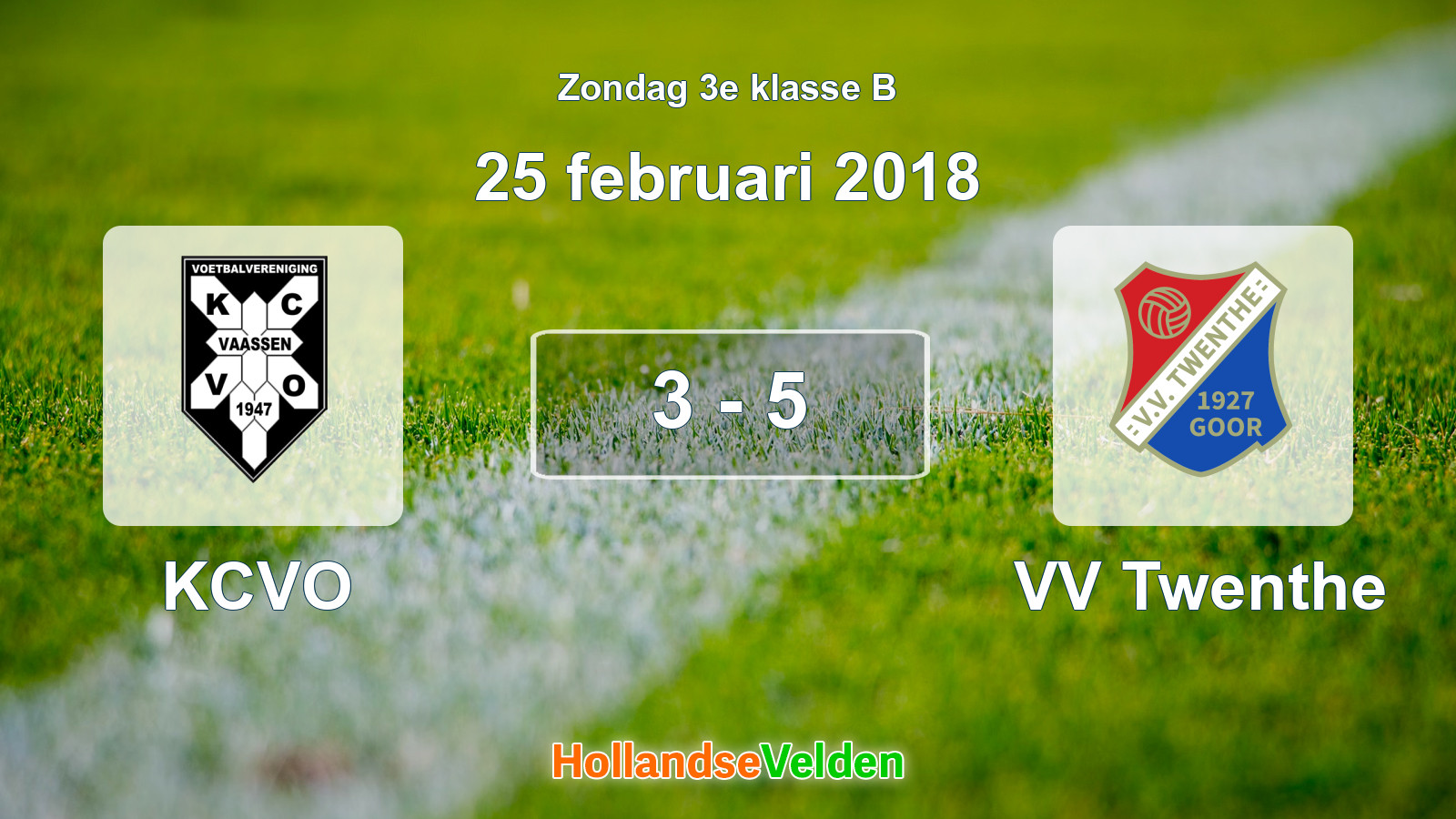 Gespeelde wedstrijd: KCVO - VV Twenthe 3 - 5 (25 februari 2018)