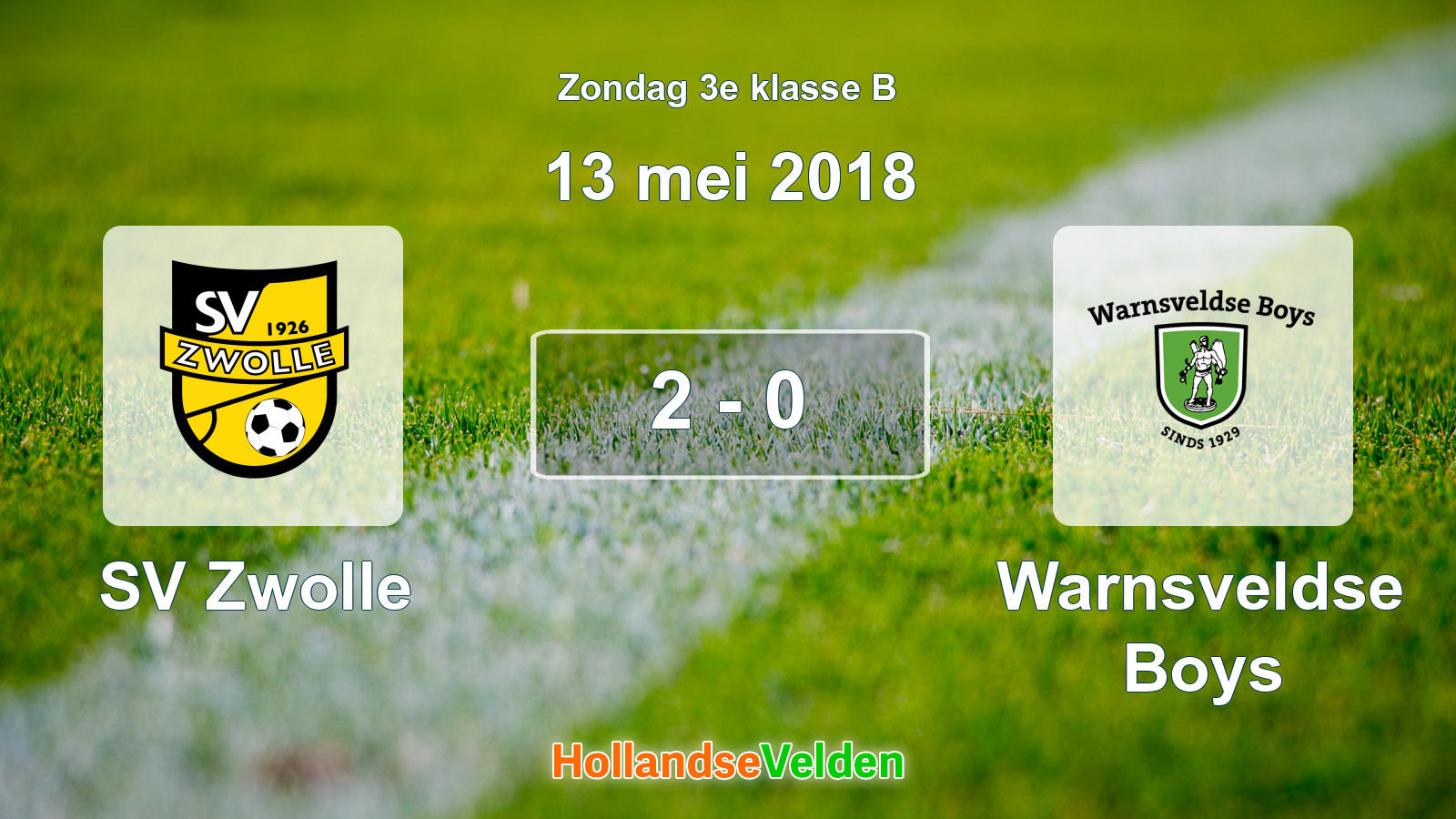Gespeelde wedstrijd: SV Zwolle - Warnsveldse Boys 2 - 0 (13 mei 2018)