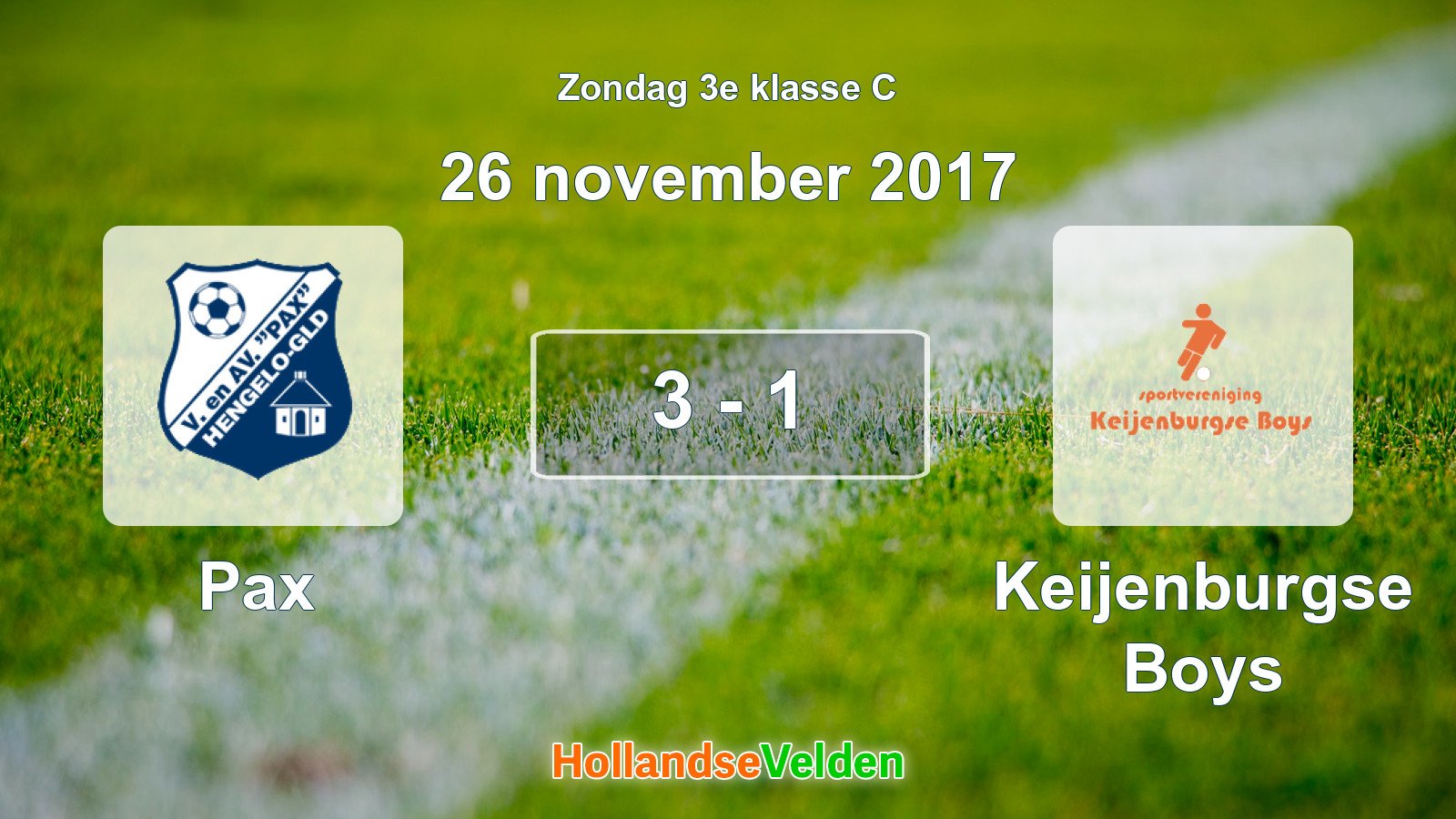 Gespeelde wedstrijd: Pax - Keijenburgse Boys 3 - 1 (26 november 2017)