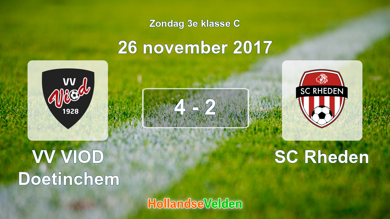 Gespeelde wedstrijd: VV VIOD Doetinchem - SC Rheden 4 - 2 (26 november 2017)