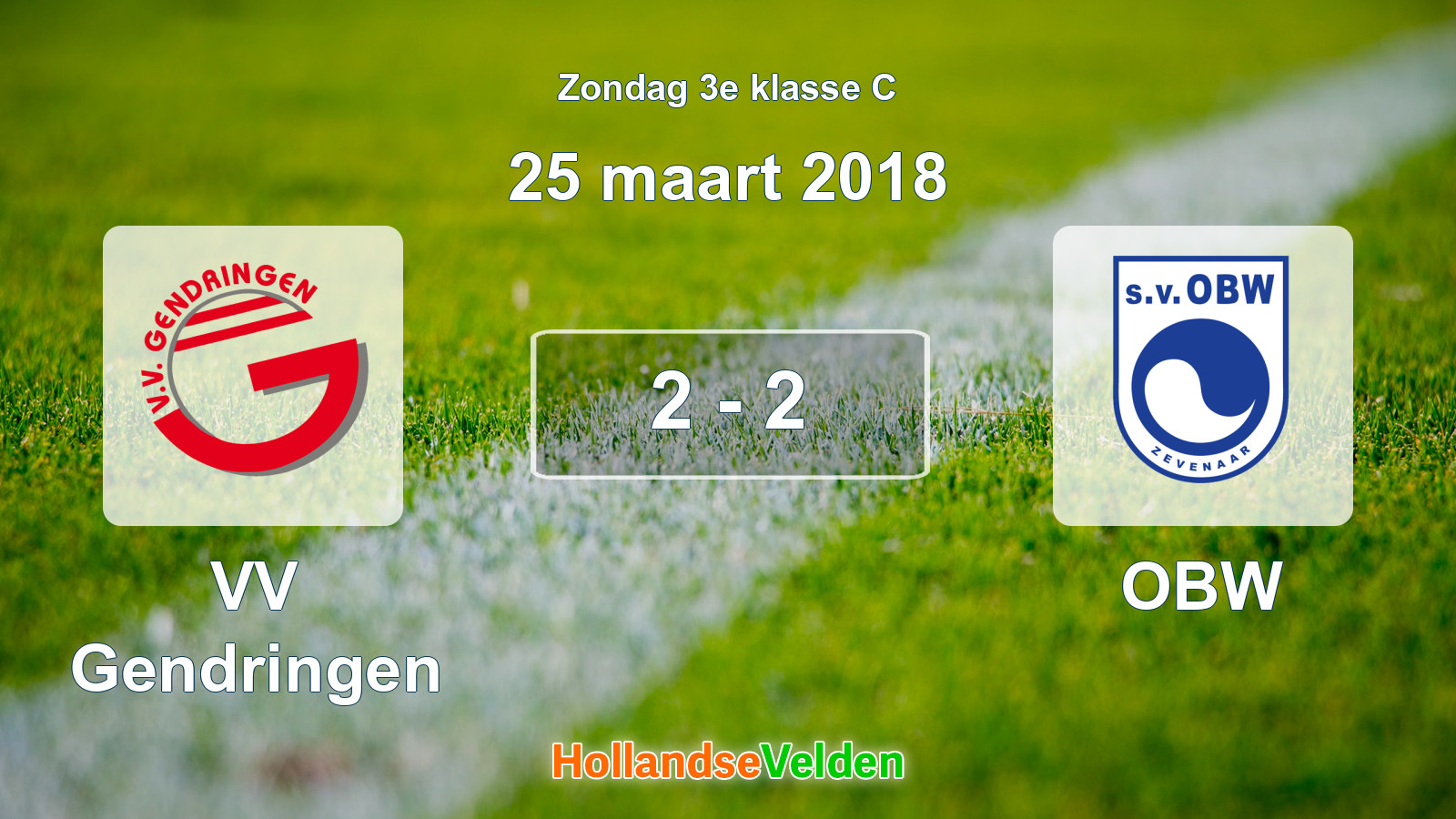 Gespeelde wedstrijd: VV Gendringen - OBW 2 - 2 (25 maart 2018)