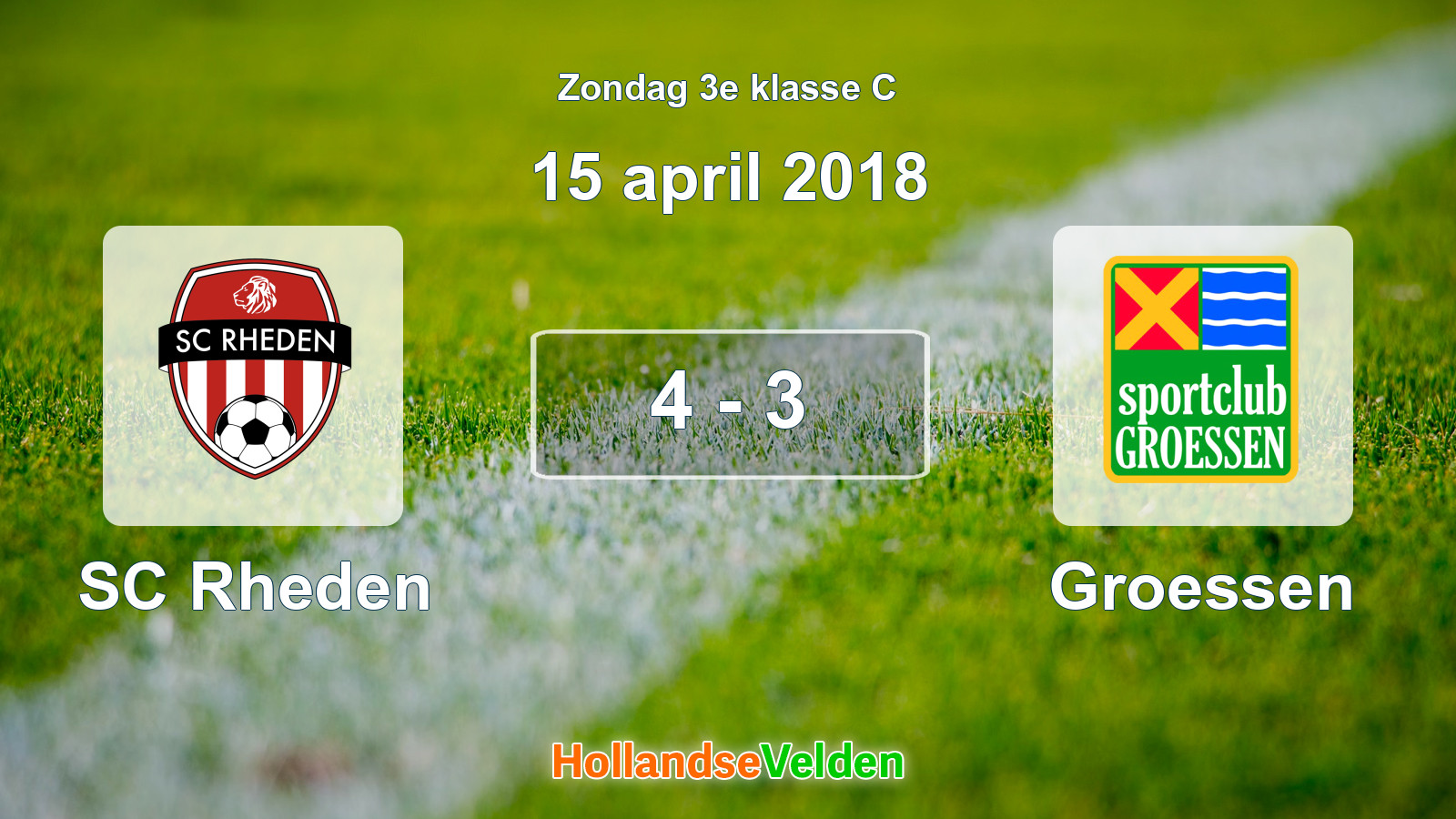 Gespeelde wedstrijd: SC Rheden - Groessen 4 - 3 (15 april 2018)