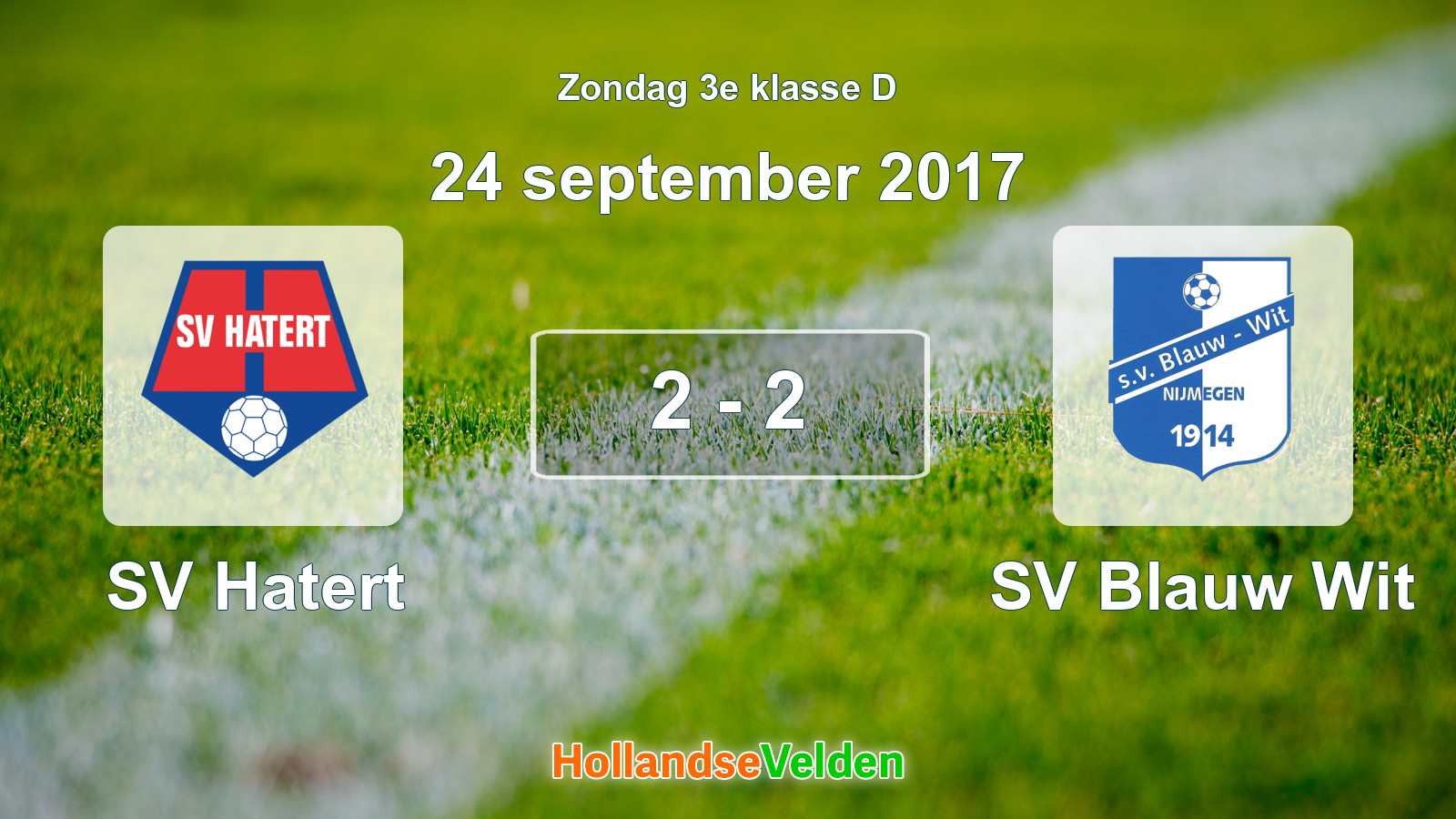 Gespeelde wedstrijd: SV Hatert - SV Blauw Wit 2 - 2 (24 september 2017)