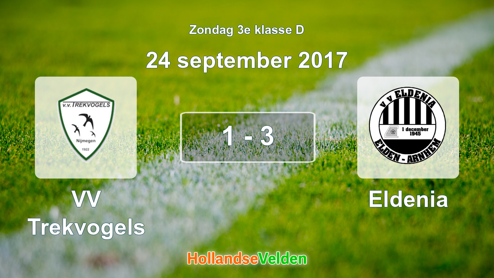 Gespeelde wedstrijd: VV Trekvogels - Eldenia 1 - 3 (24 september 2017)