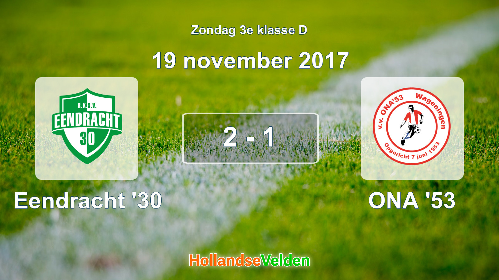 Gespeelde wedstrijd: Eendracht '30 - ONA '53 2 - 1 (19 november 2017)