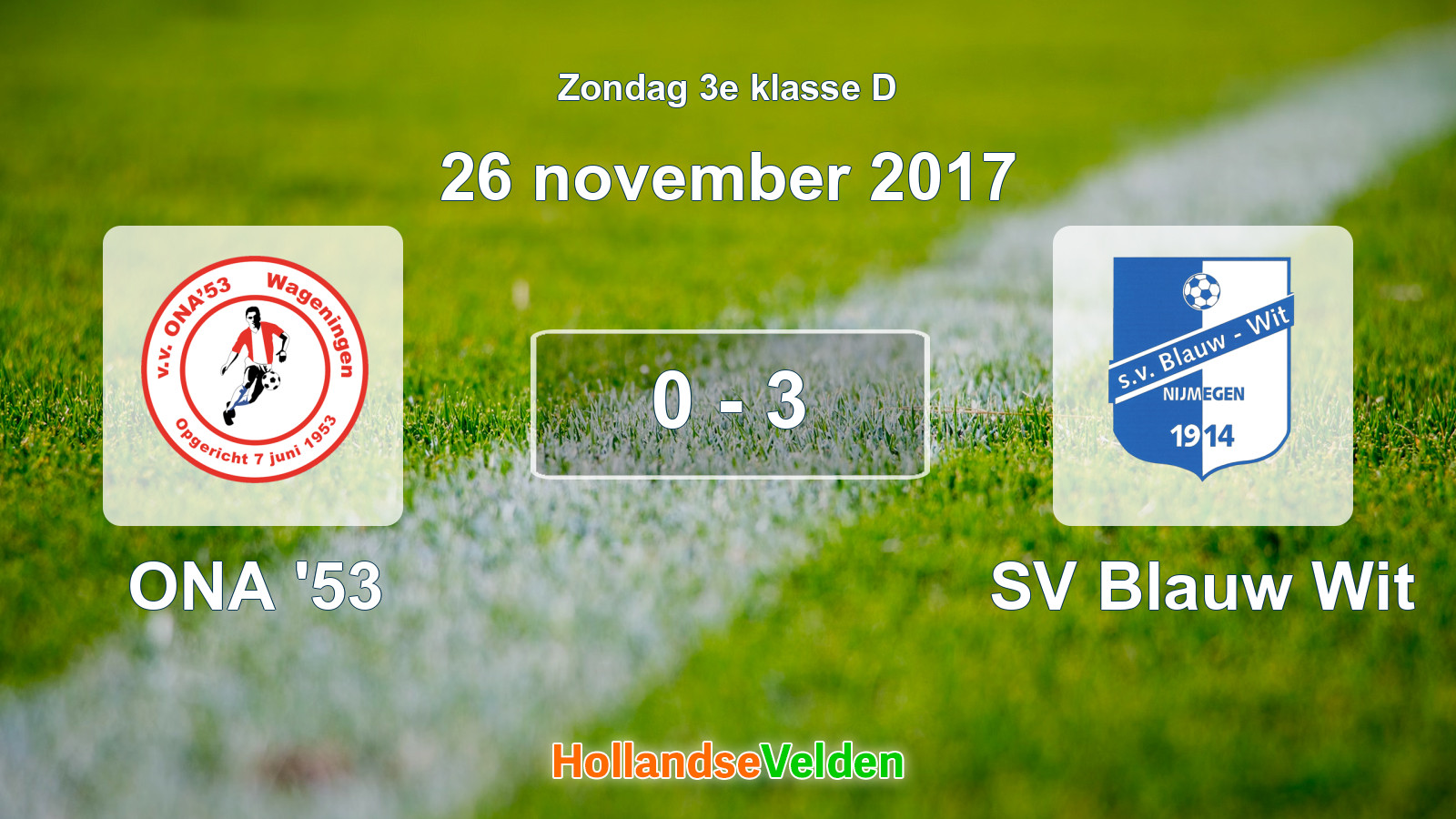 Gespeelde wedstrijd: ONA '53 - SV Blauw Wit 0 - 3 (26 november 2017)