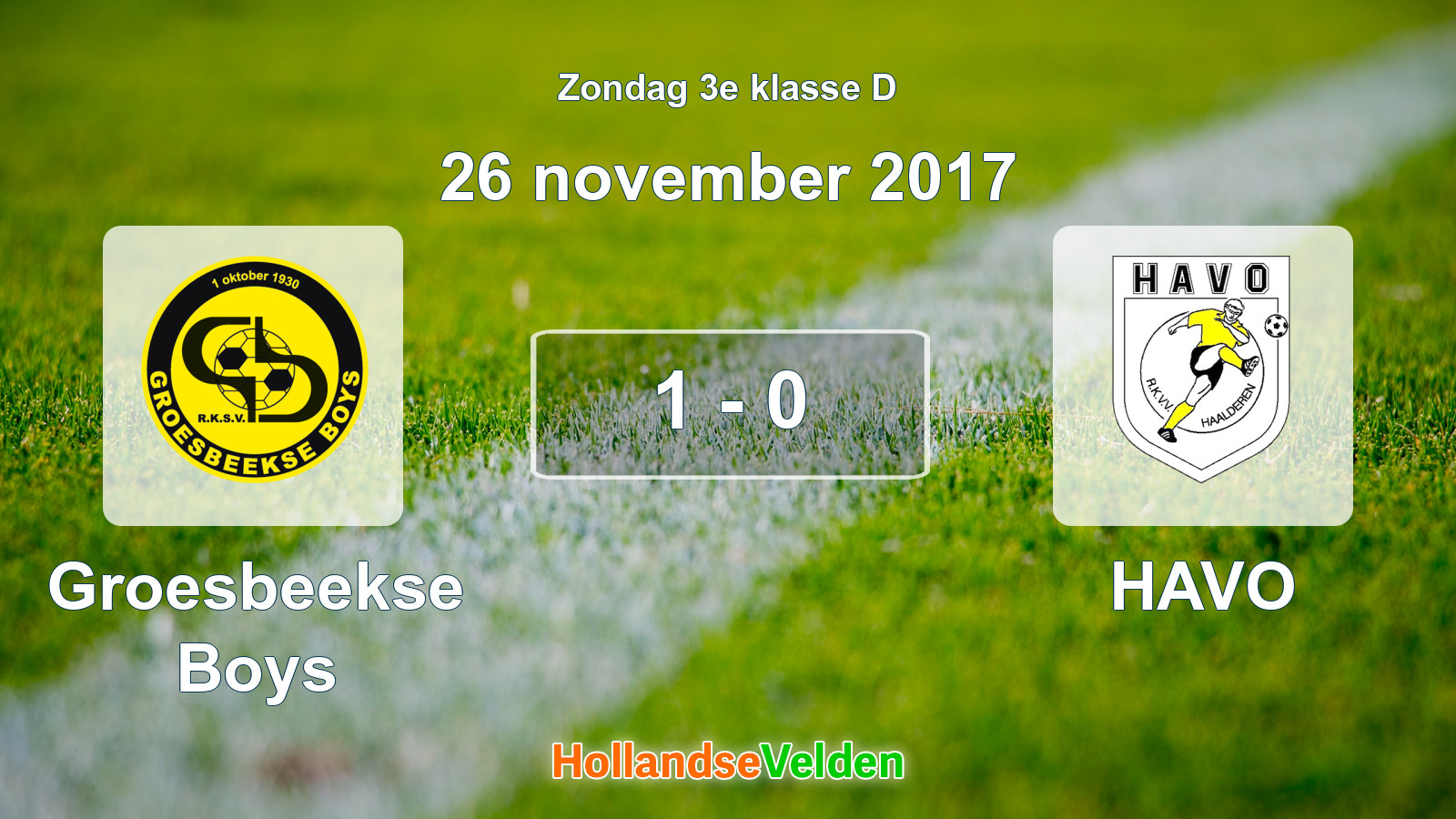 Gespeelde wedstrijd: Groesbeekse Boys - HAVO 1 - 0 (26 november 2017)