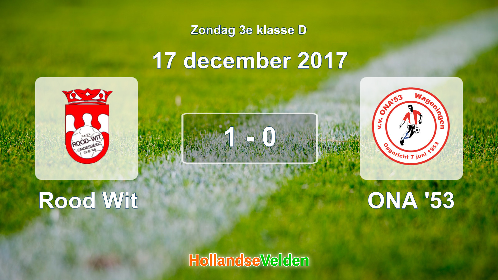 Gespeelde wedstrijd: Rood Wit - ONA '53 1 - 0 (17 december 2017)
