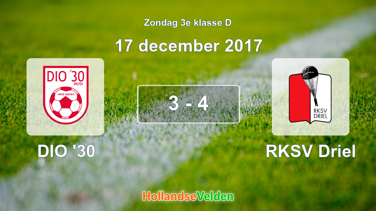 Gespeelde wedstrijd: DIO '30 - RKSV Driel 3 - 4 (17 december 2017)