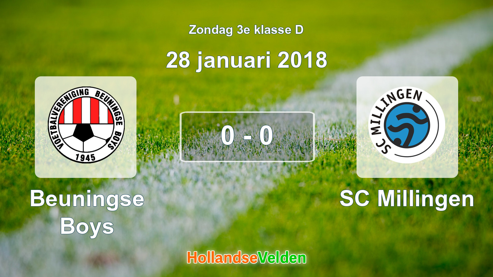 Gespeelde wedstrijd: Beuningse Boys - SC Millingen 0 - 0 (28 januari 2018)