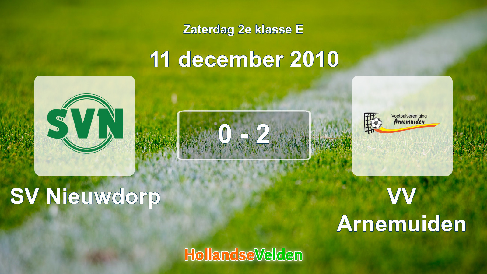 Gespeelde wedstrijd: SV Nieuwdorp - VV Arnemuiden 0 - 2 (11 december 2010)