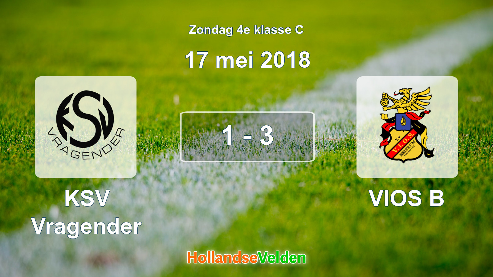 Gespeelde wedstrijd: KSV Vragender - VIOS B 1 - 3 (17 mei 2018)