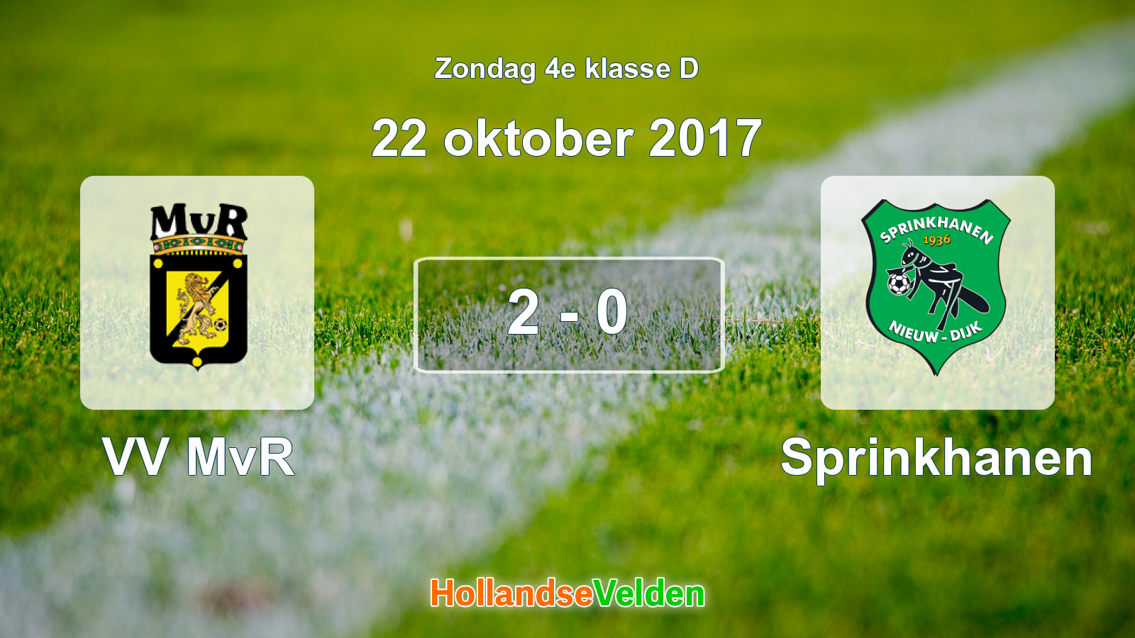 Gespeelde wedstrijd: VV MvR - Sprinkhanen 2 - 0 (22 oktober 2017)