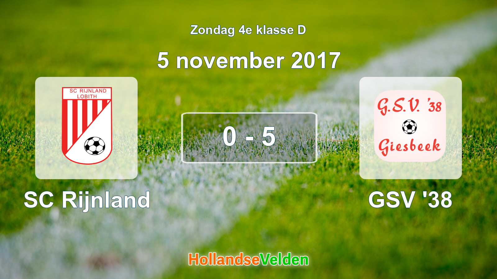 Gespeelde wedstrijd: SC Rijnland - GSV '38 0 - 5 (5 november 2017)