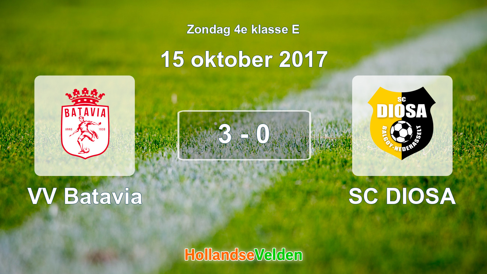 Gespeelde wedstrijd: VV Batavia - SC DIOSA 3 - 0 (15 oktober 2017)