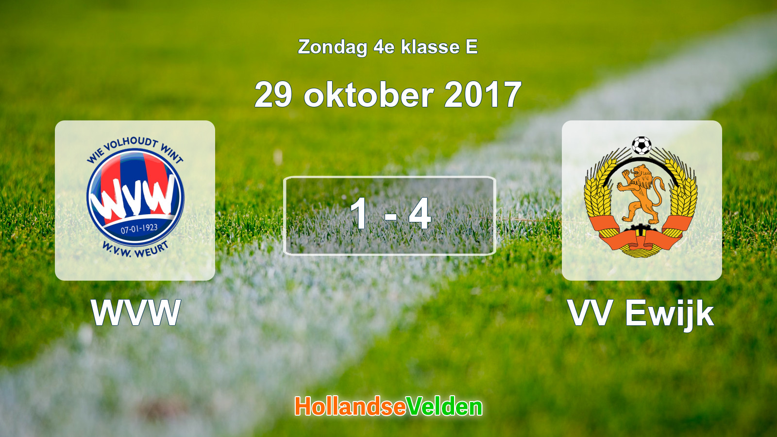 Gespeelde wedstrijd: WVW - VV Ewijk 1 - 4 (29 oktober 2017)