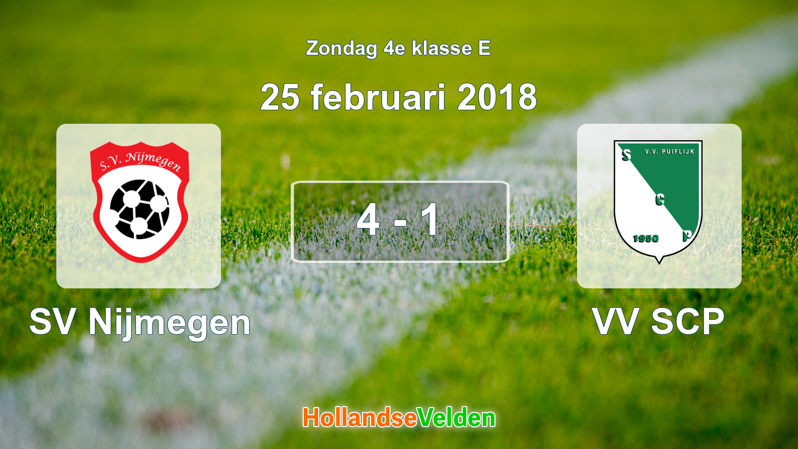 Gespeelde wedstrijd: SV Nijmegen - VV SCP 4 - 1 (25 februari 2018)