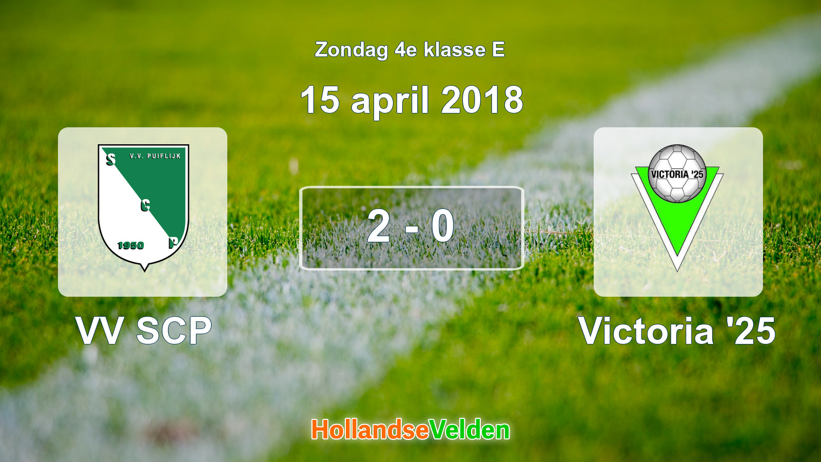 Gespeelde wedstrijd: VV SCP - Victoria '25 2 - 0 (15 april 2018)
