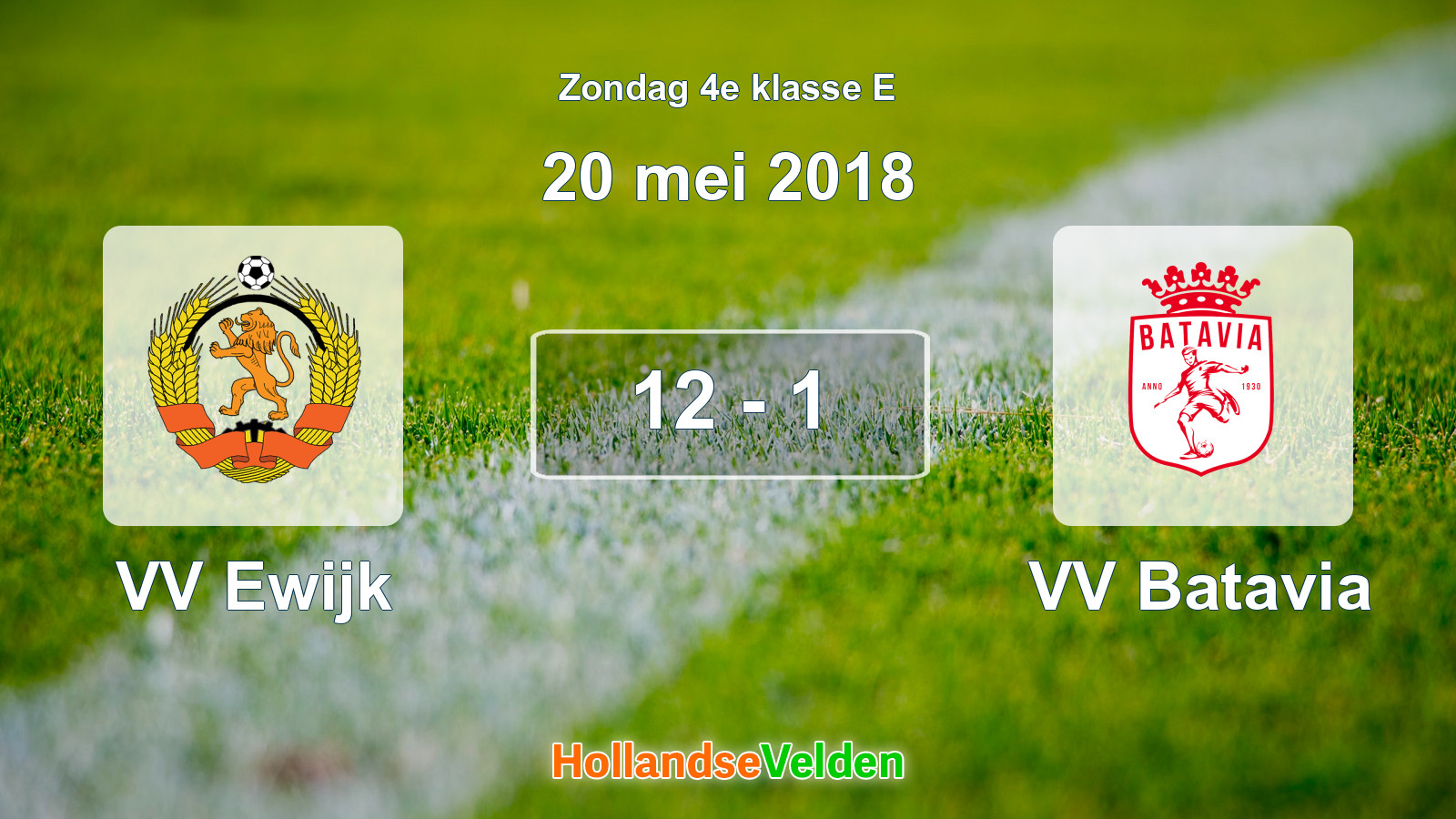 Gespeelde wedstrijd: VV Ewijk - VV Batavia 12 - 1 (20 mei 2018)