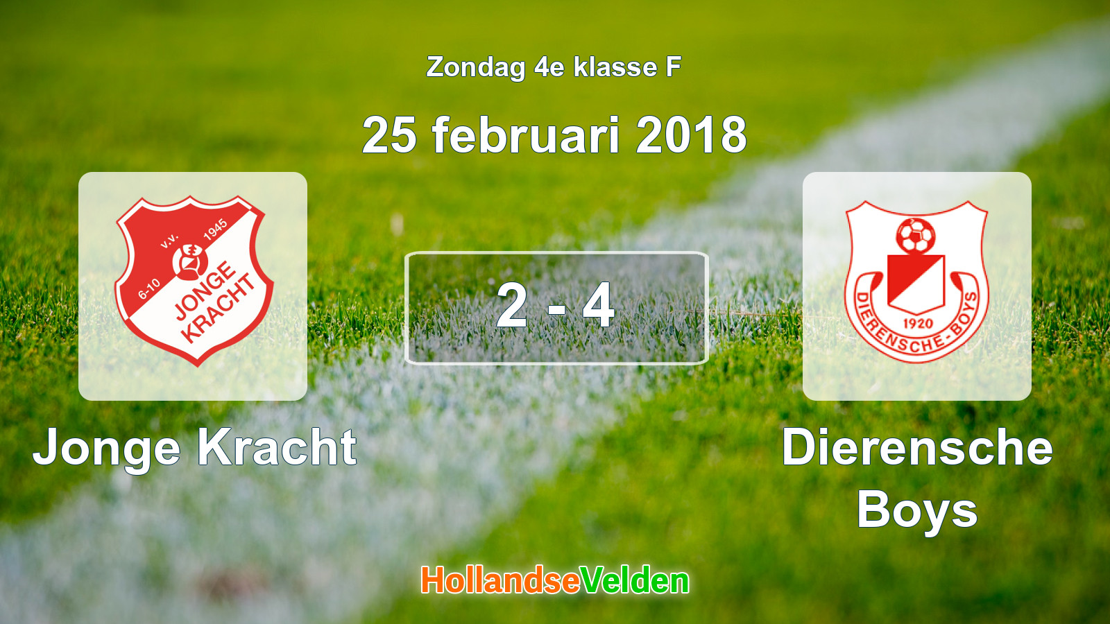 Gespeelde wedstrijd: Jonge Kracht - Dierensche Boys 2 - 4 (25 februari 2018)