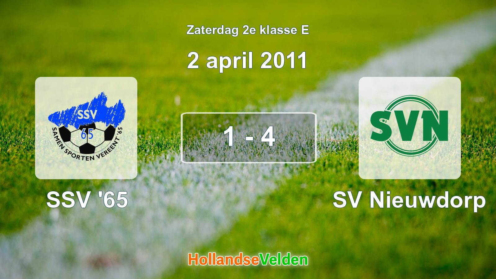 Gespeelde wedstrijd: SSV '65 - SV Nieuwdorp 1 - 4 (2 april 2011)