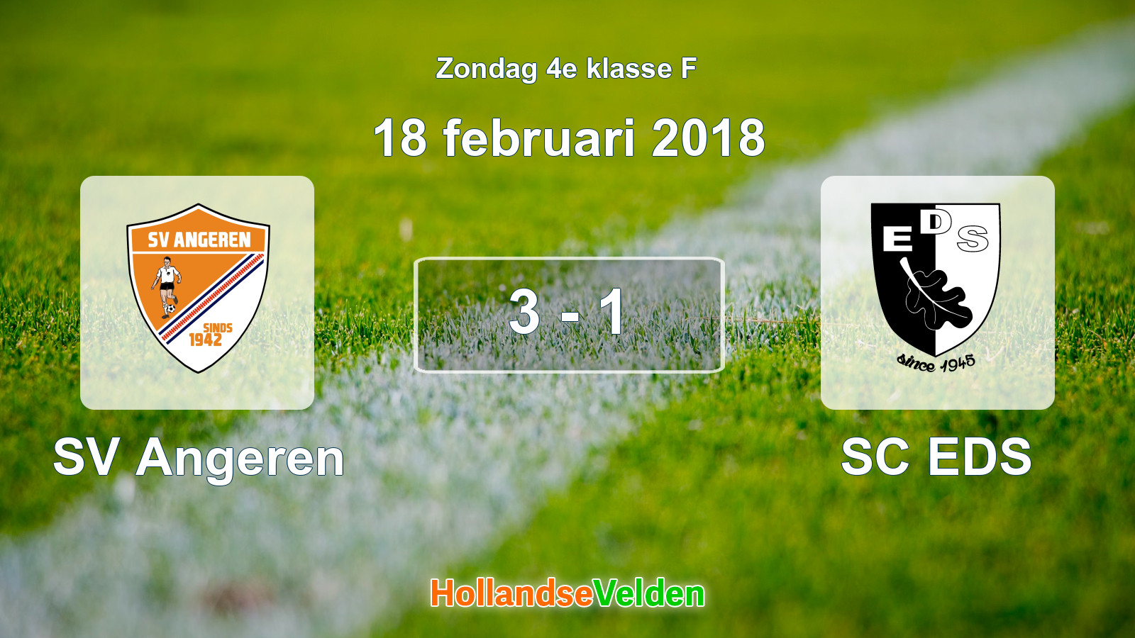 Gespeelde wedstrijd: SV Angeren - SC EDS 3 - 1 (18 februari 2018)