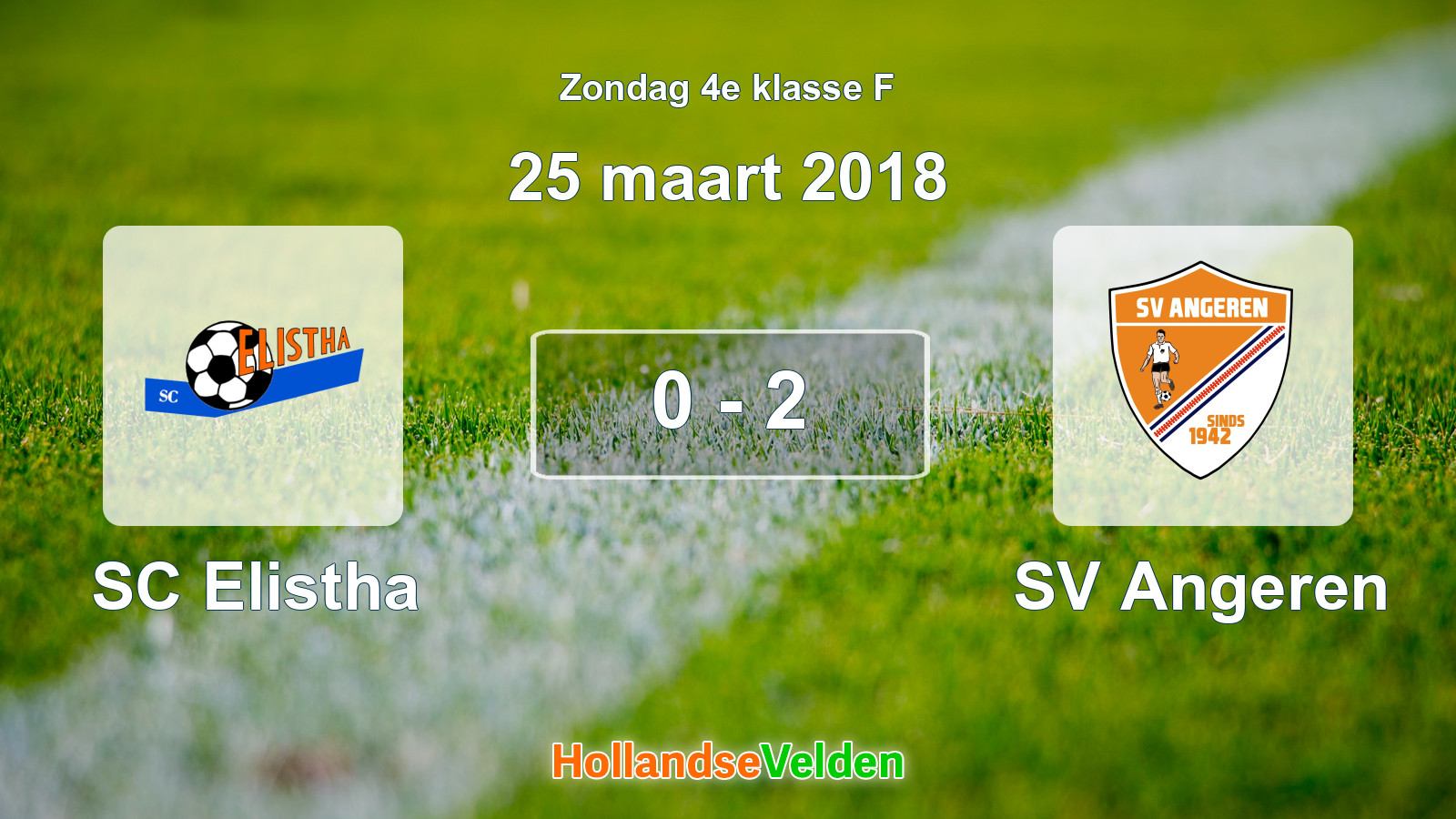 Gespeelde wedstrijd: SC Elistha - SV Angeren 0 - 2 (25 maart 2018)