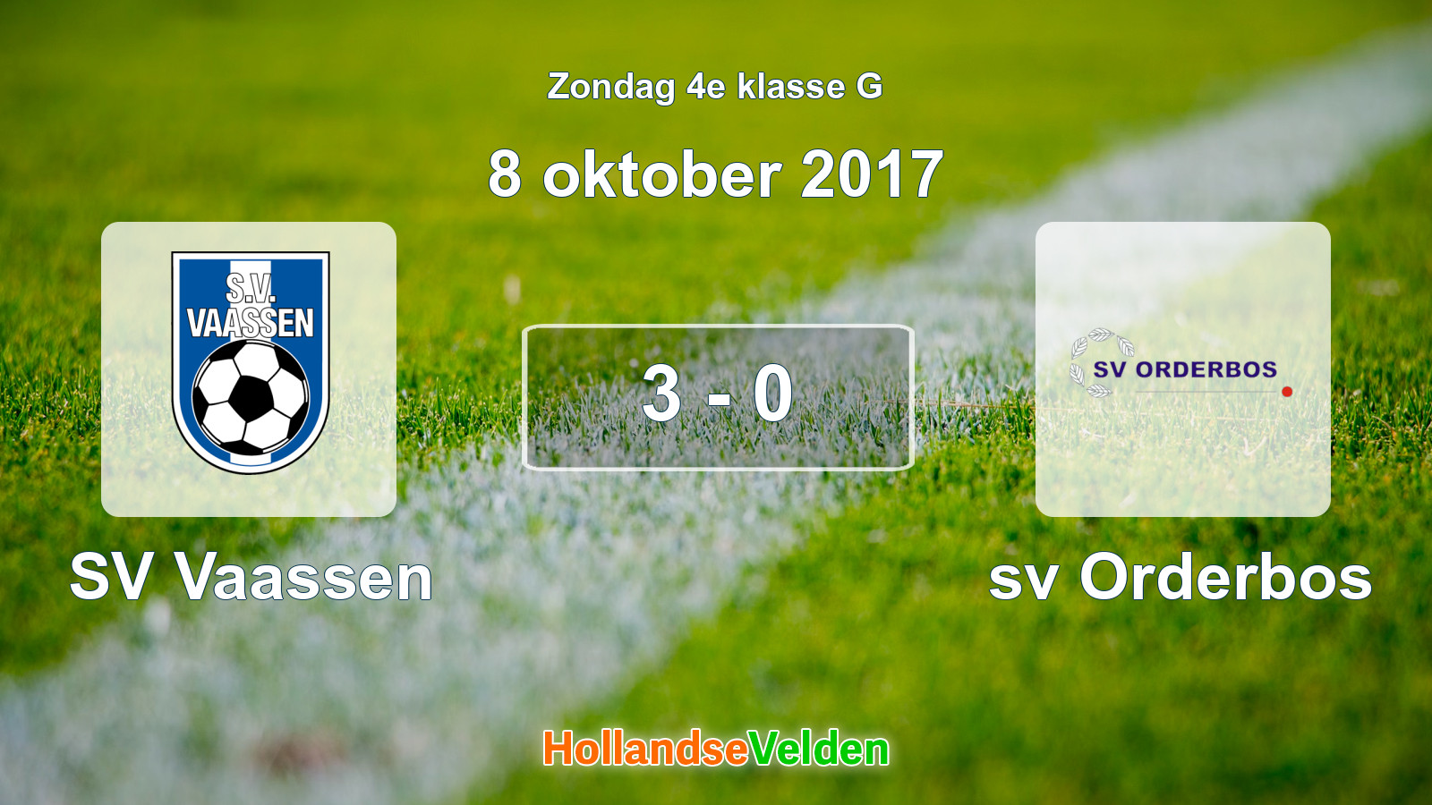 Gespeelde wedstrijd: SV Vaassen - sv Orderbos 3 - 0 (8 oktober 2017)
