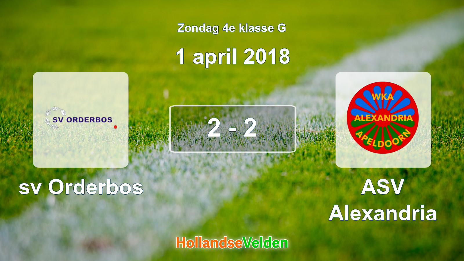 Gespeelde wedstrijd: sv Orderbos - ASV Alexandria 2 - 2 (1 april 2018)
